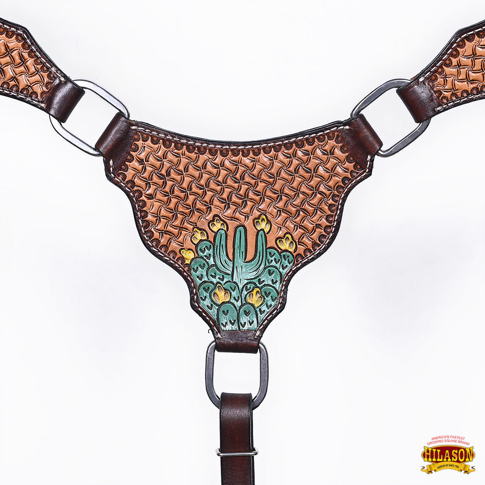 HILASON Western Horse Hand Carved American Leather Breast Collar Headstall