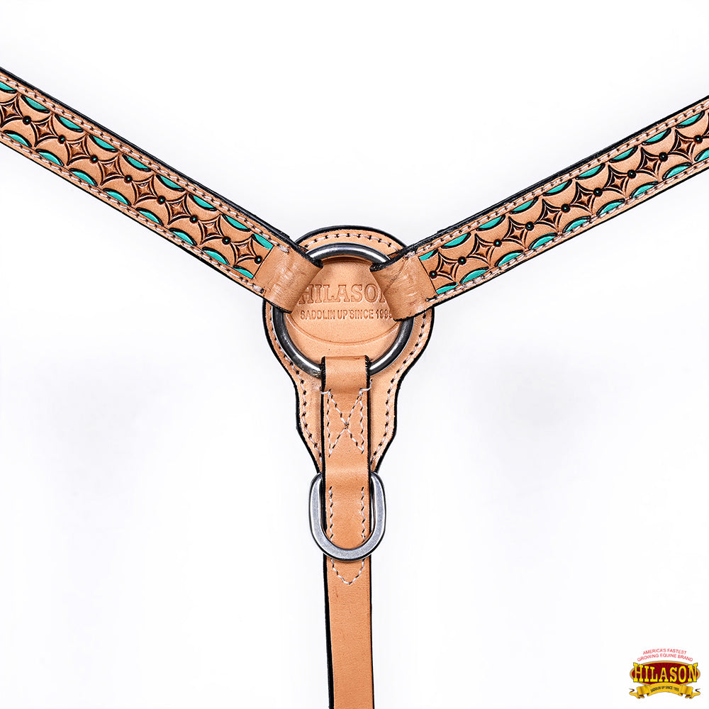 HILASON Western Horse Hand Carved American Leather Breast Collar Headstall