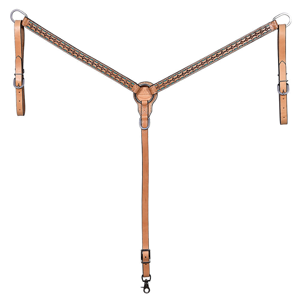 HILASON Western Horse Hand Carved American Leather Breast Collar Headstall