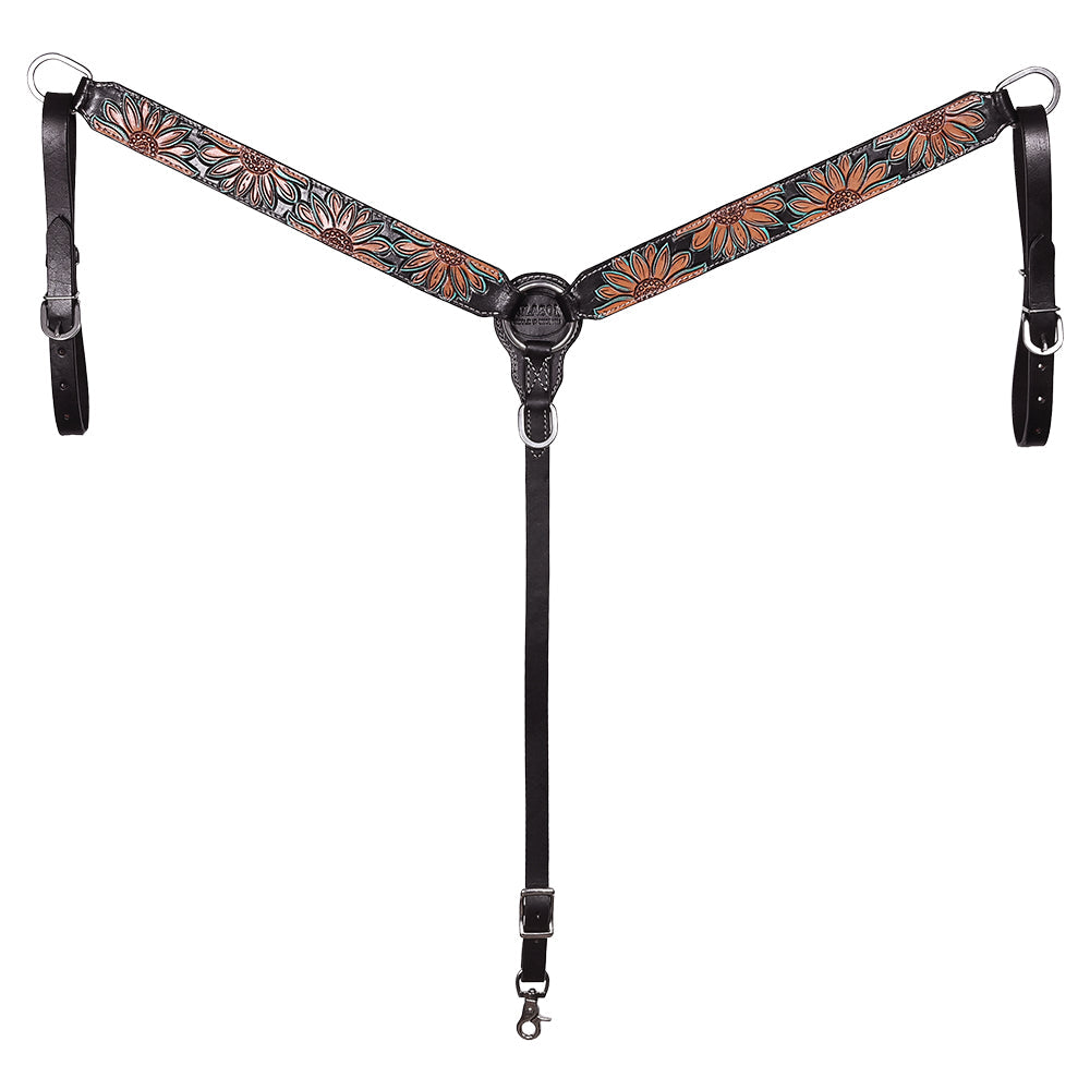 HILASON Western Horse Hand Carved American Leather Breast Collar Headstall