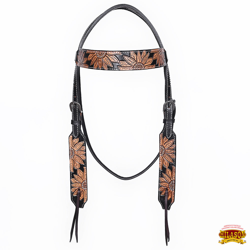 HILASON Western Horse Hand Carved American Leather Breast Collar Headstall