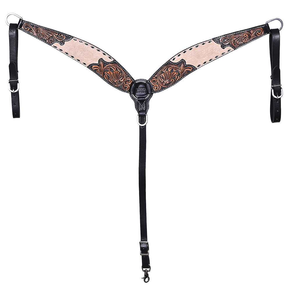HILASON Western Horse Hand Carved American Leather Breast Collar Headstall