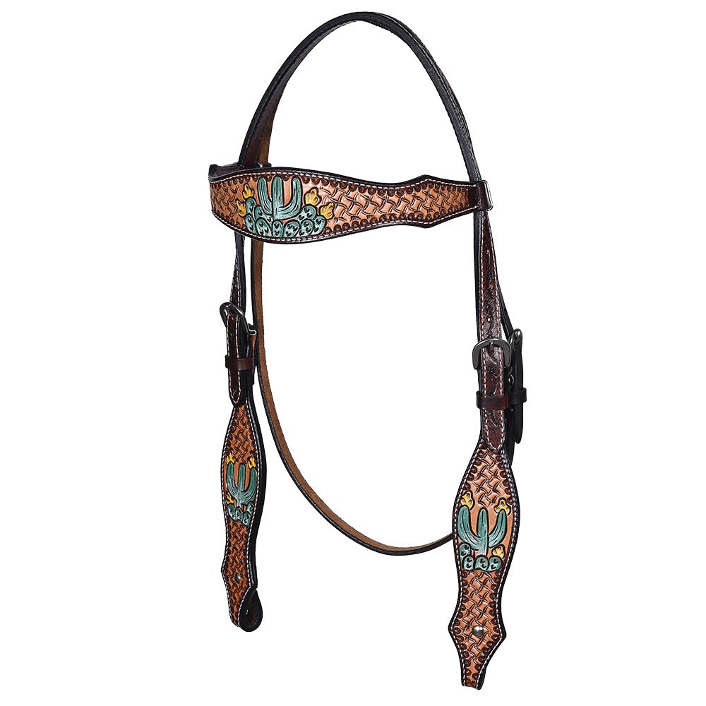 Hand-Carved Leather Western Headstall And Breast Collar Set For Training And Showing