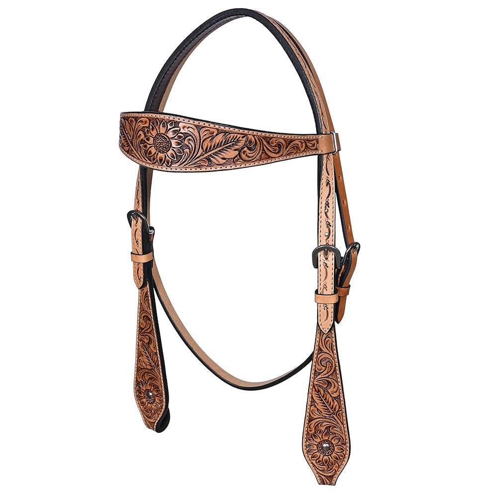 Hand-Carved Leather Western Headstall And Breast Collar Set For Training And Showing