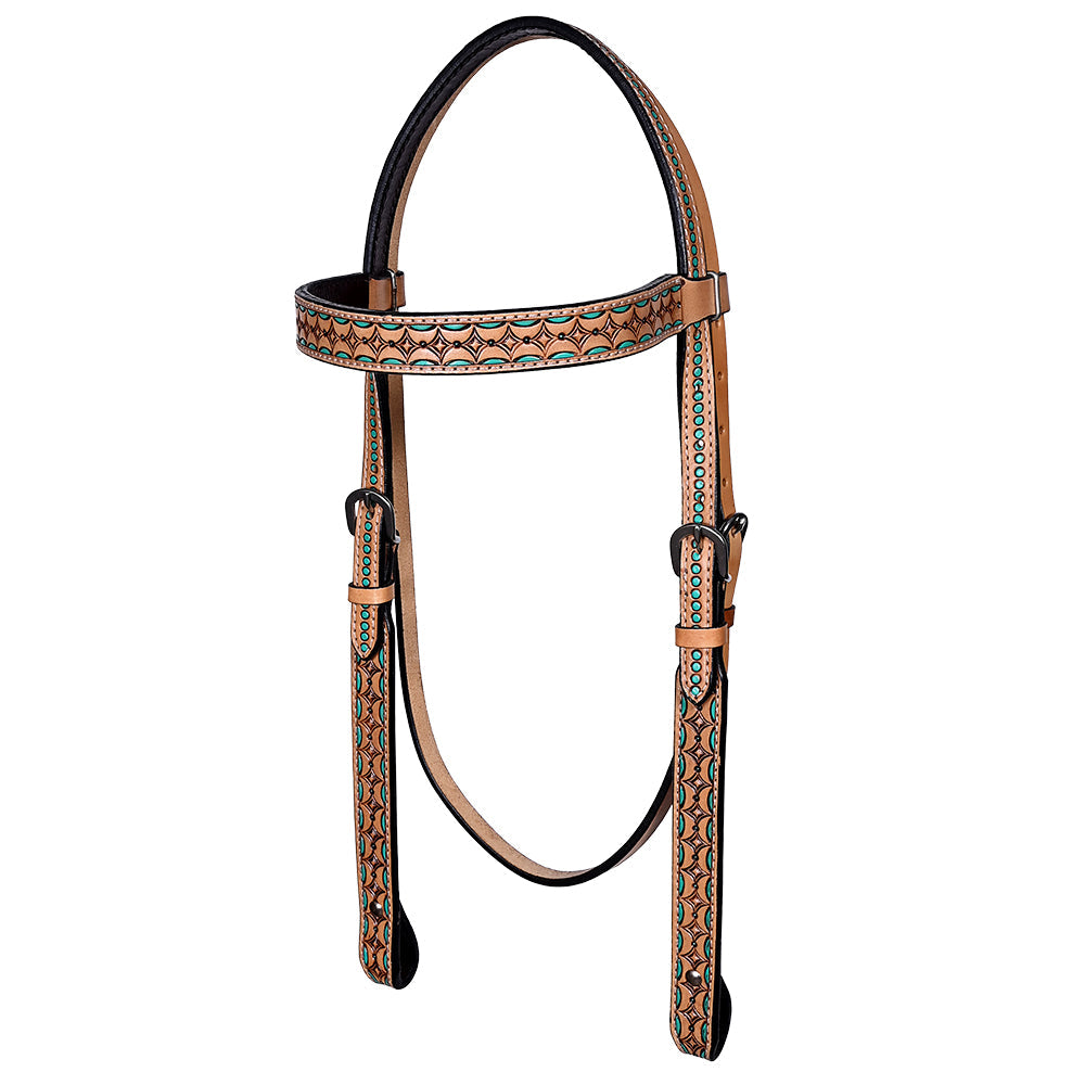HILASON Western Horse Headstall & Breast Collar American Leather Floral Carving
