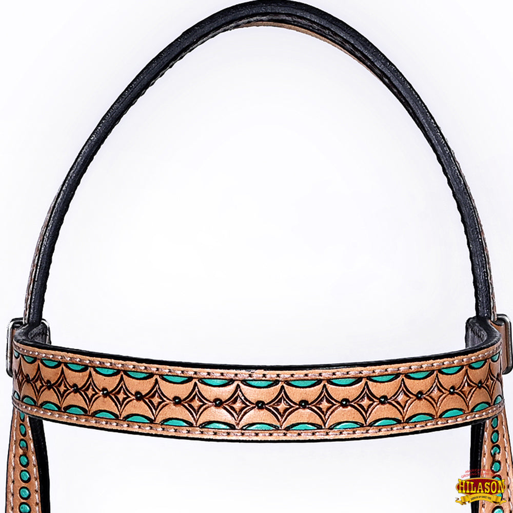 HILASON Western Horse Hand Carved American Leather Breast Collar Headstall