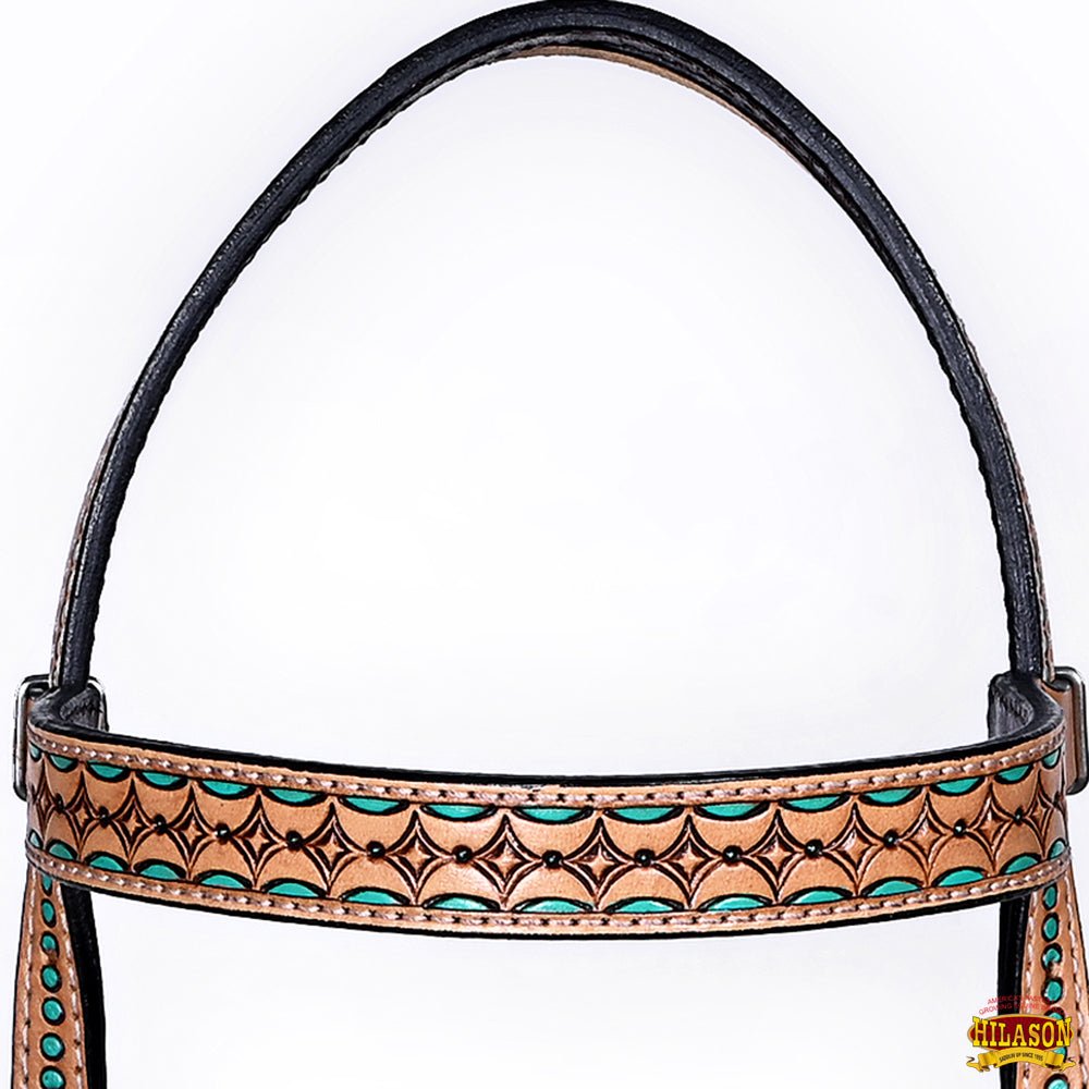 HILASON Western Horse Headstall & Breast Collar American Leather Floral Carving