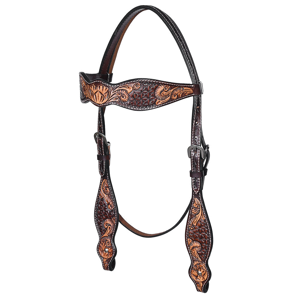 HILASON Western Horse Headstall & Breast Collar American Leather Floral Carving