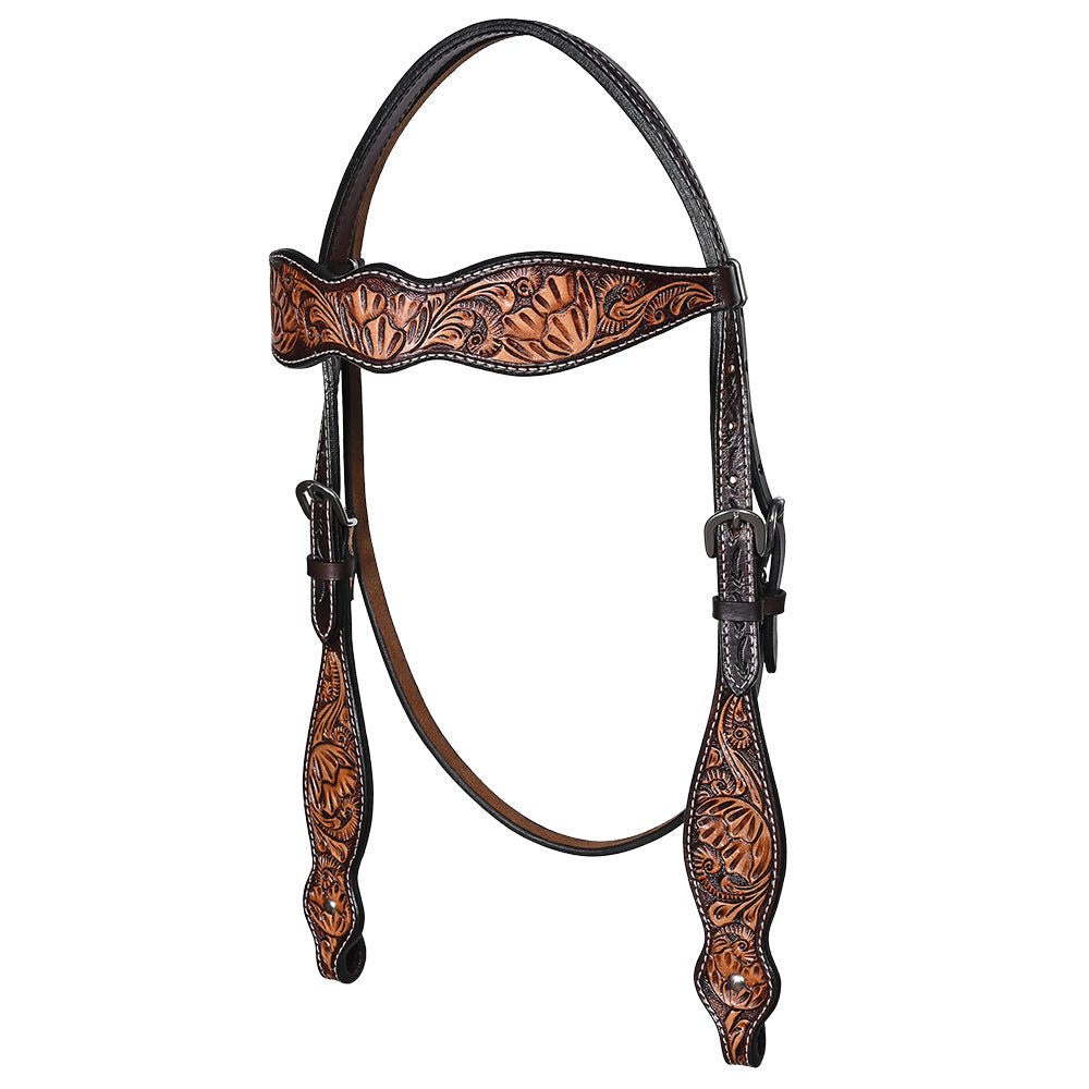 Hand-Carved Leather Western Headstall And Breast Collar Set For Training And Showing
