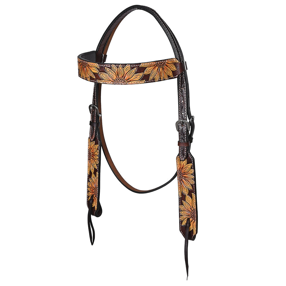 HILASON Western Horse Headstall & Breast Collar American Leather Floral Carving