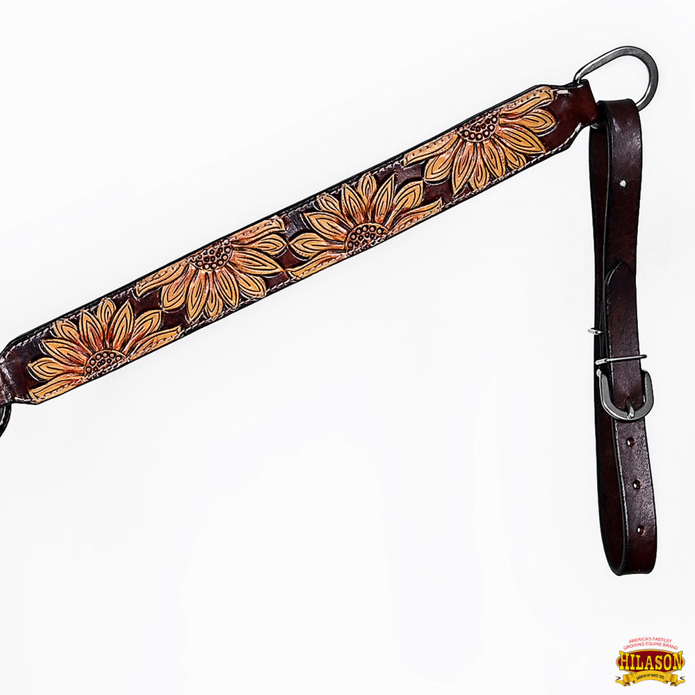 HILASON Western Horse Headstall & Breast Collar American Leather Floral Carving