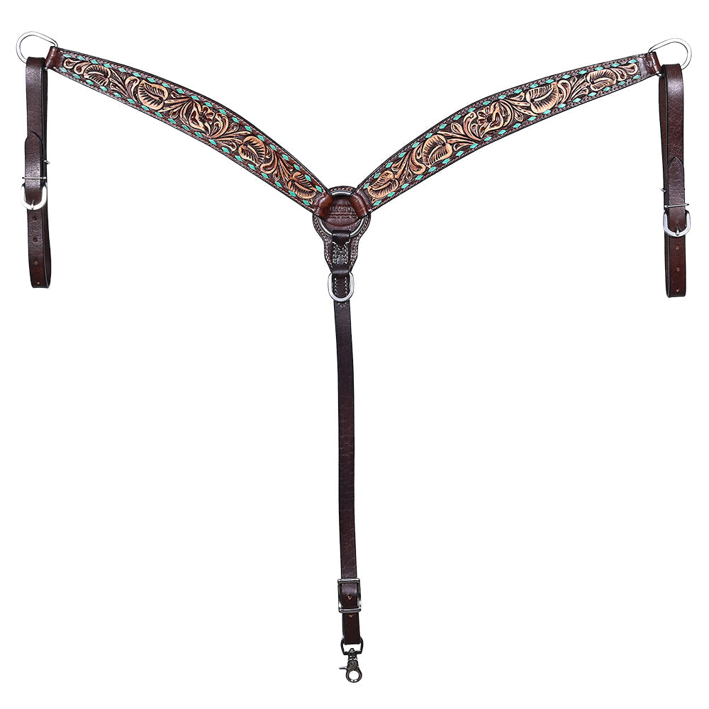 HILASON Western Horse Hand Carved American Leather Breast Collar Headstall