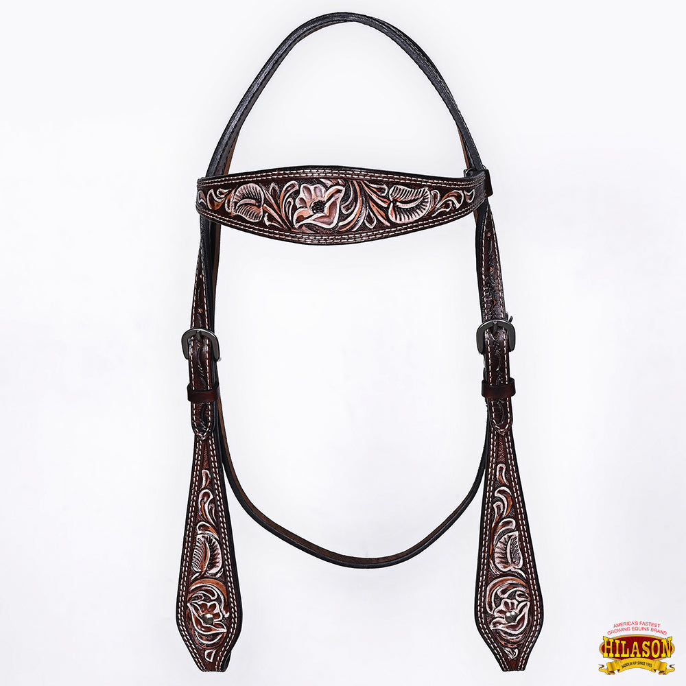 HILASON Western Horse Hand Carved American Leather Breast Collar Headstall