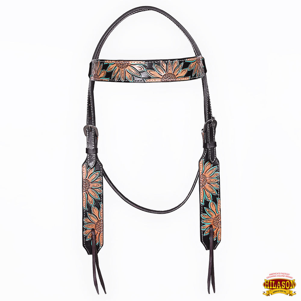 HILASON Western Horse Headstall & Breast Collar American Leather Floral Carving