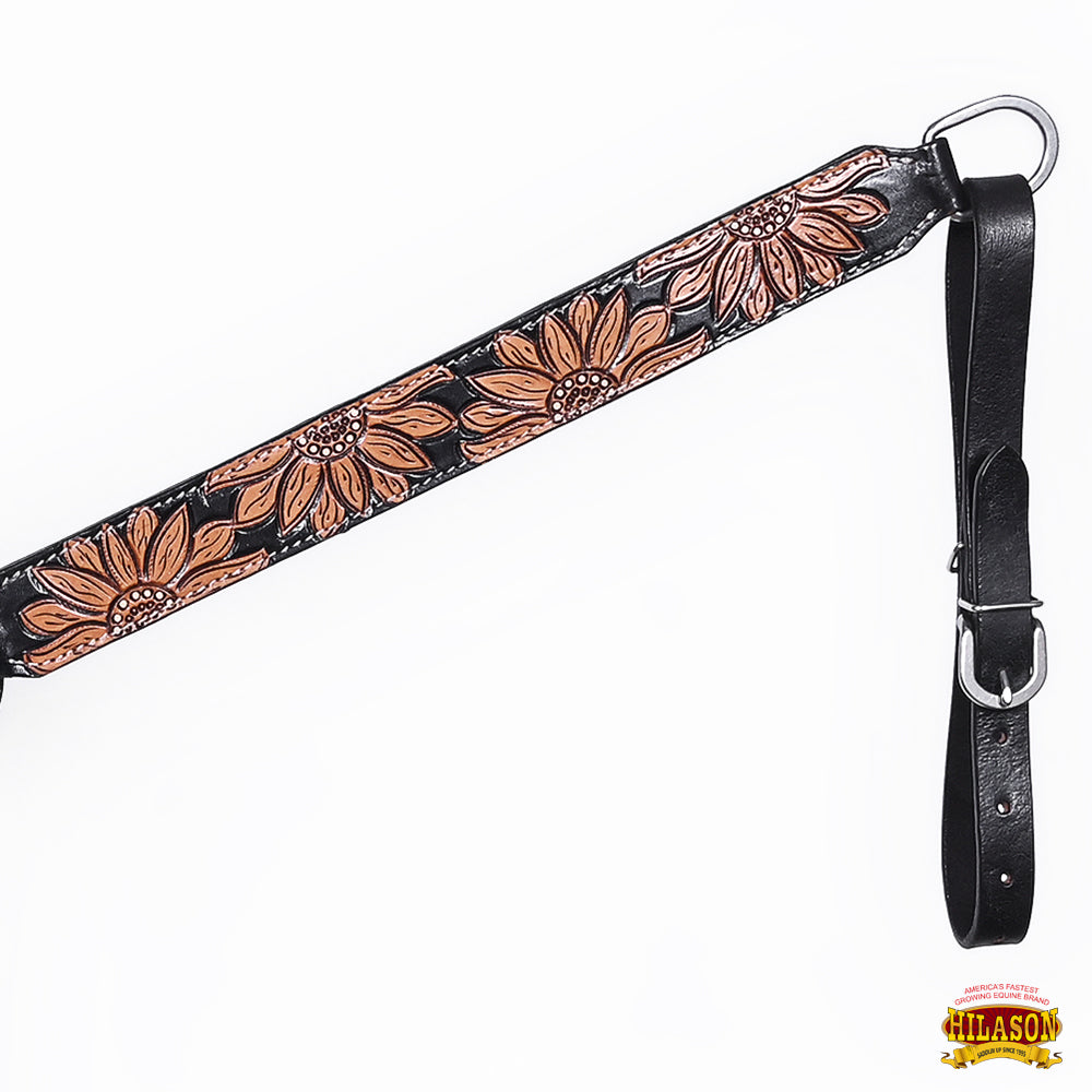 HILASON Western Horse Headstall & Breast Collar American Leather Floral Carving