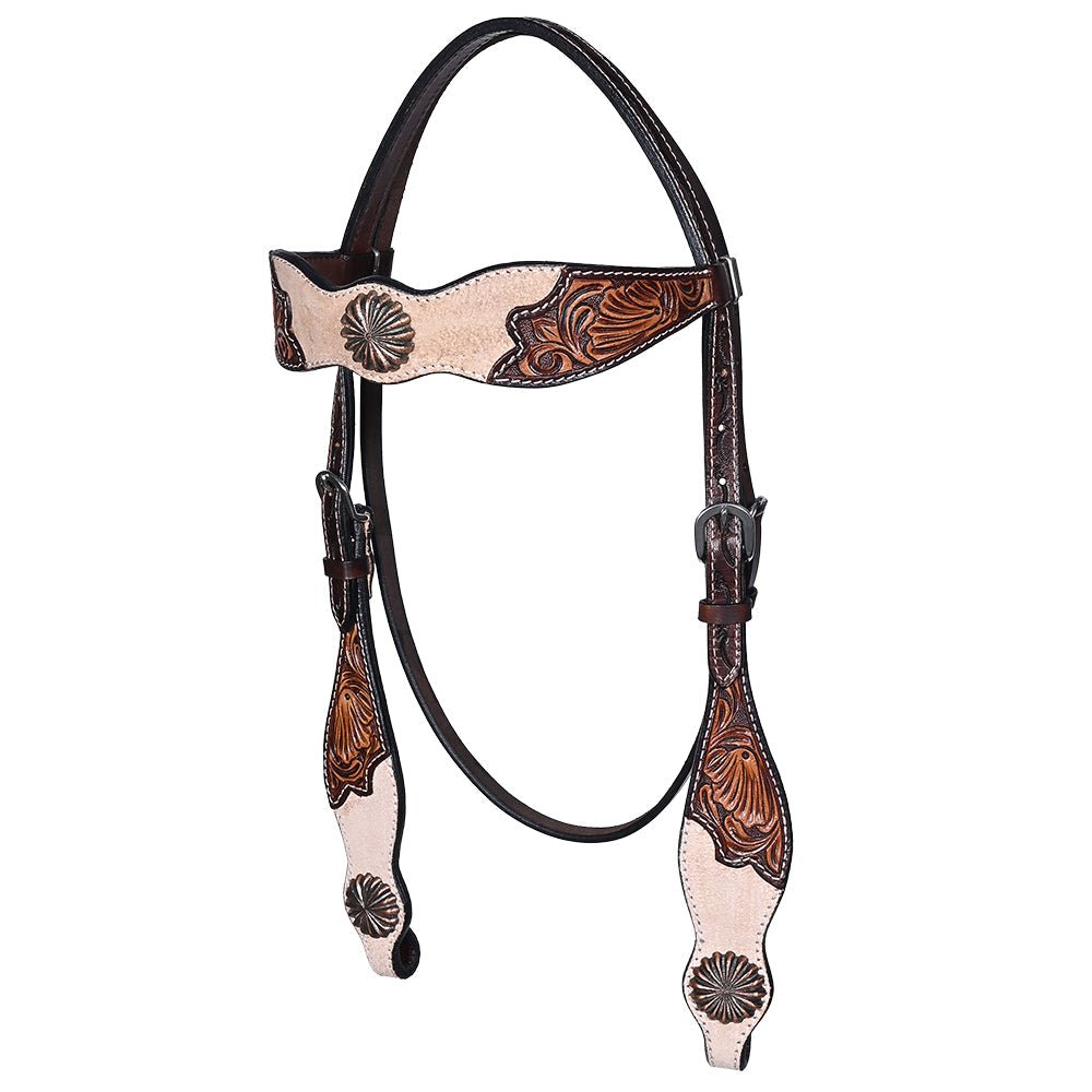 HILASON Western Horse Headstall & Breast Collar American Leather Floral Carving