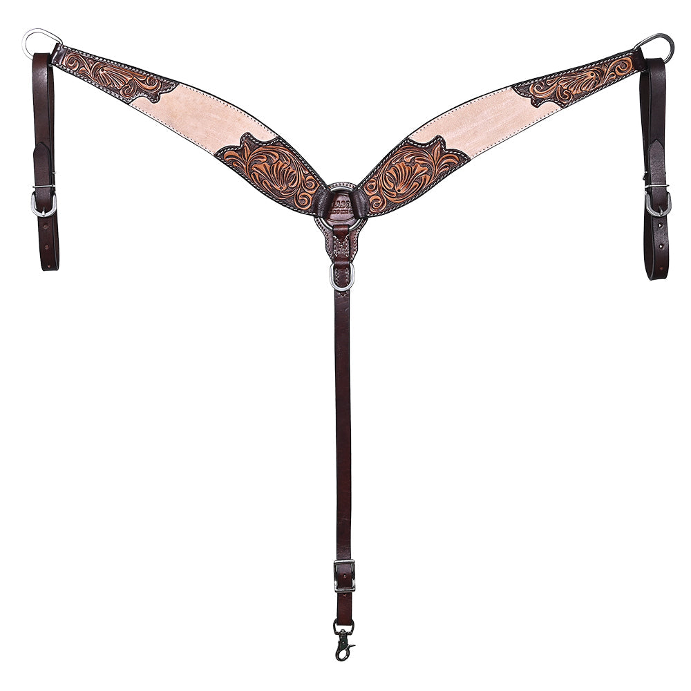 HILASON Western Horse Headstall & Breast Collar American Leather Floral Carving