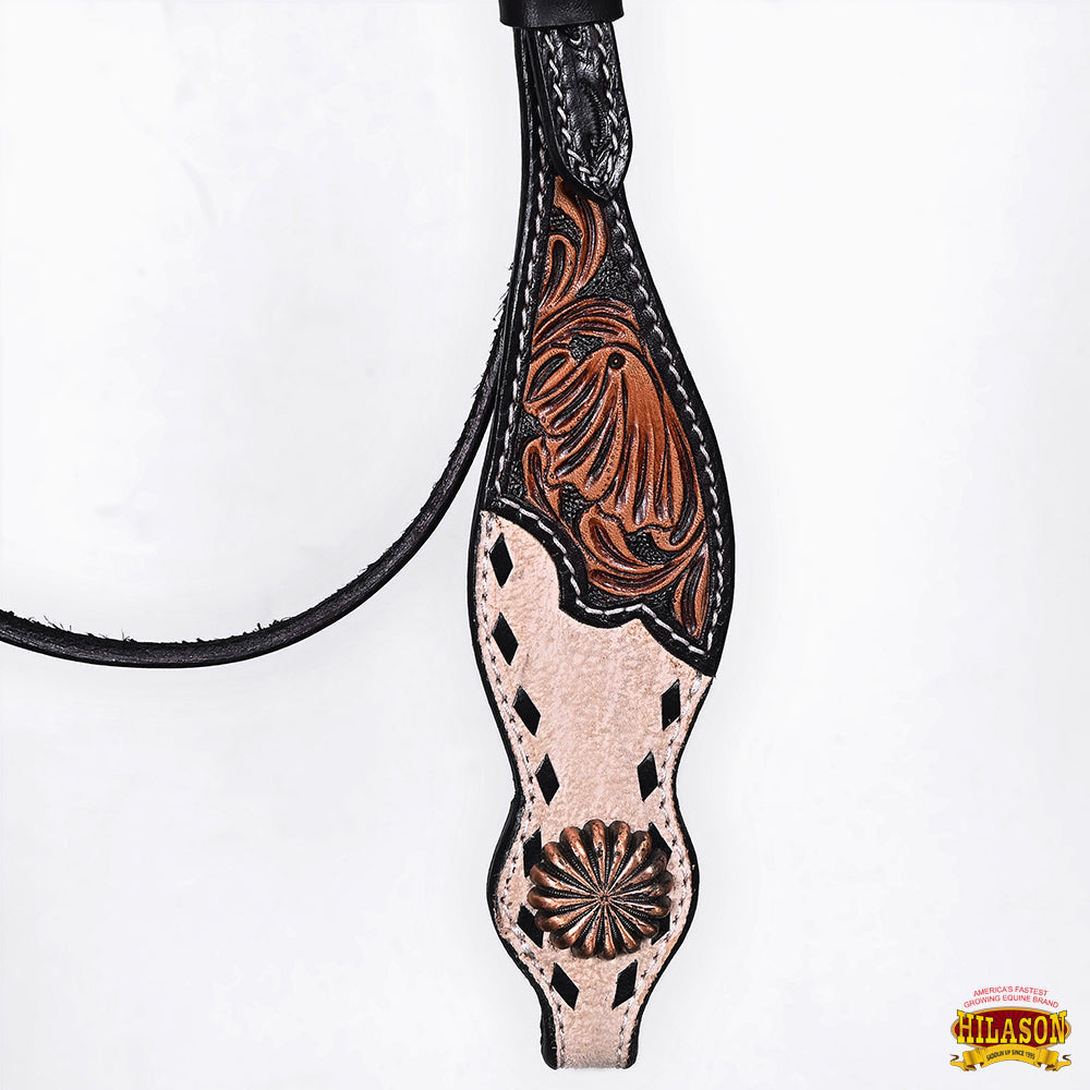 HILASON Western Horse Headstall & Breast Collar American Leather Floral Carving