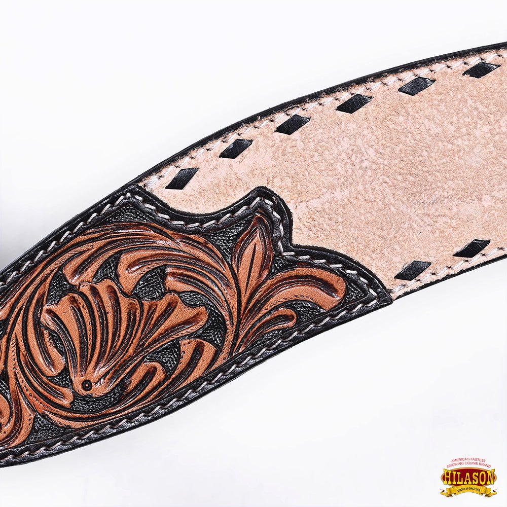 HILASON Western Horse Headstall & Breast Collar American Leather Floral Carving