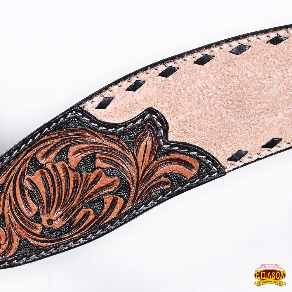 HILASON Western Horse Headstall & Breast Collar American Leather Floral Carving