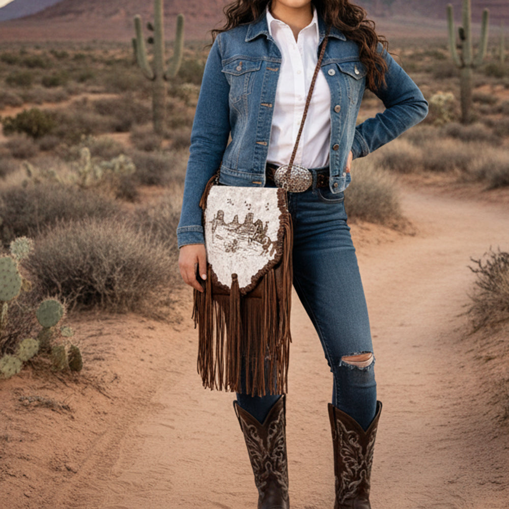 American Darling Messenger Hair On Genuine Leather Western Women Bag Handbag Purse | for Cute