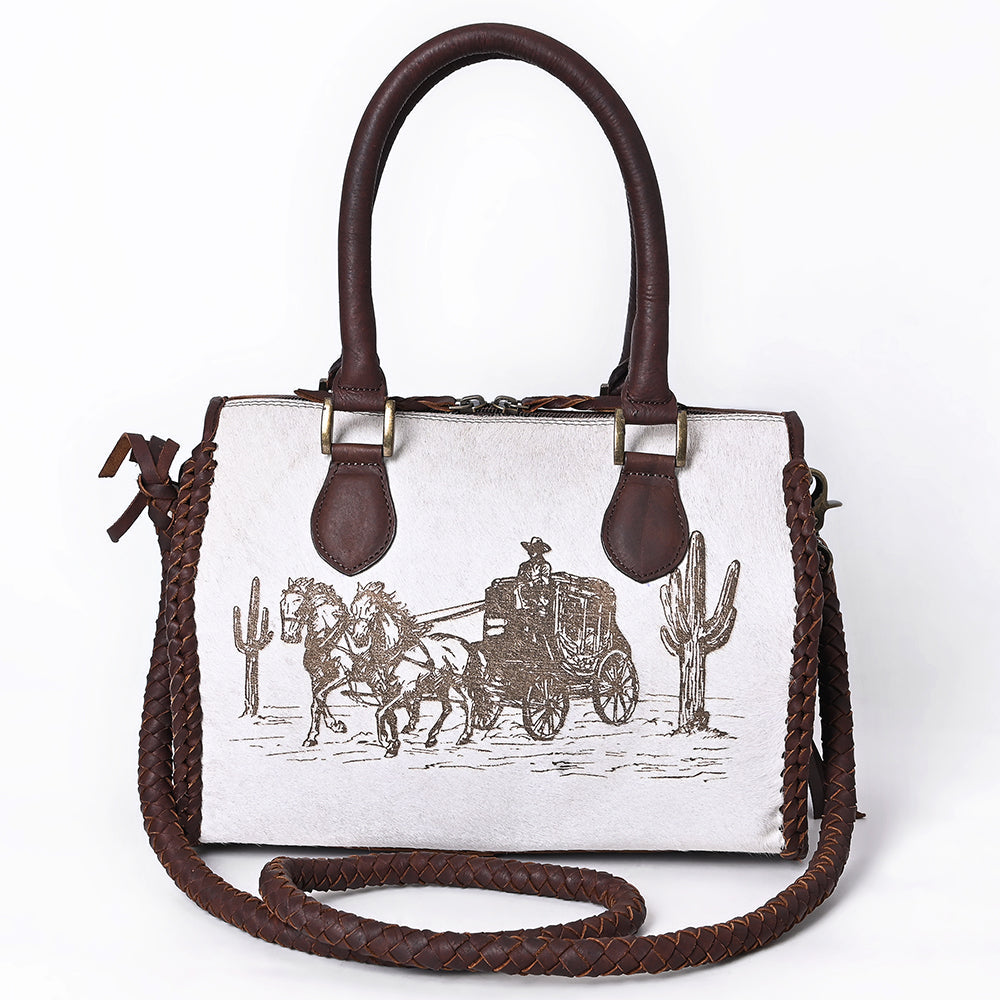American Darling Tote Hand Tooled Hair-On Genuine Leather