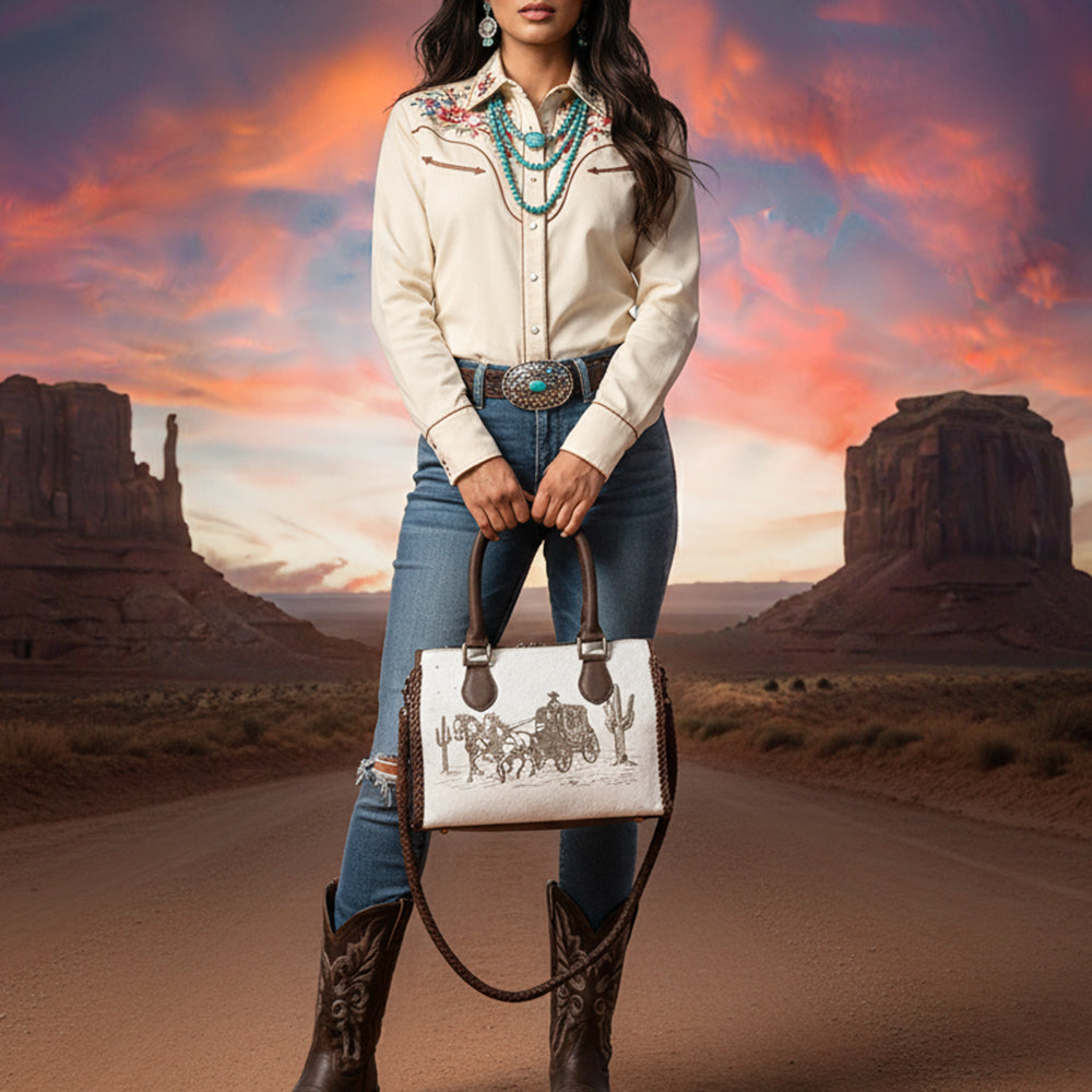 American Darling Tote Hair on Genuine Leather Western Women Bag Handbag Purse | Travel Bags College Casual
