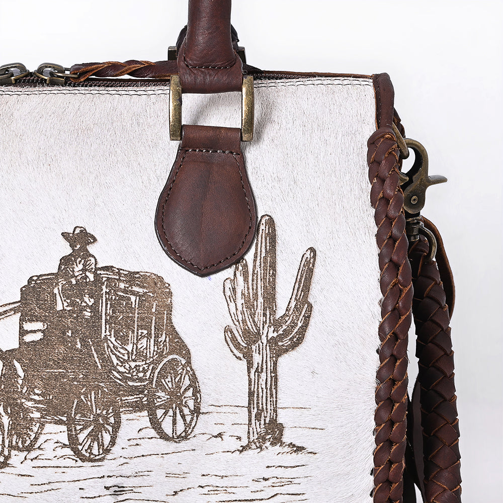 American Darling Tote Hand Tooled Hair-On Genuine Leather