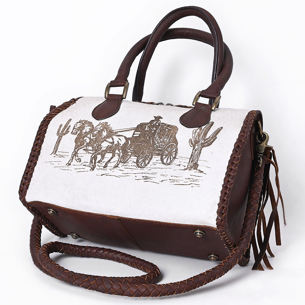 American Darling Tote Hand Tooled Hair-On Genuine Leather