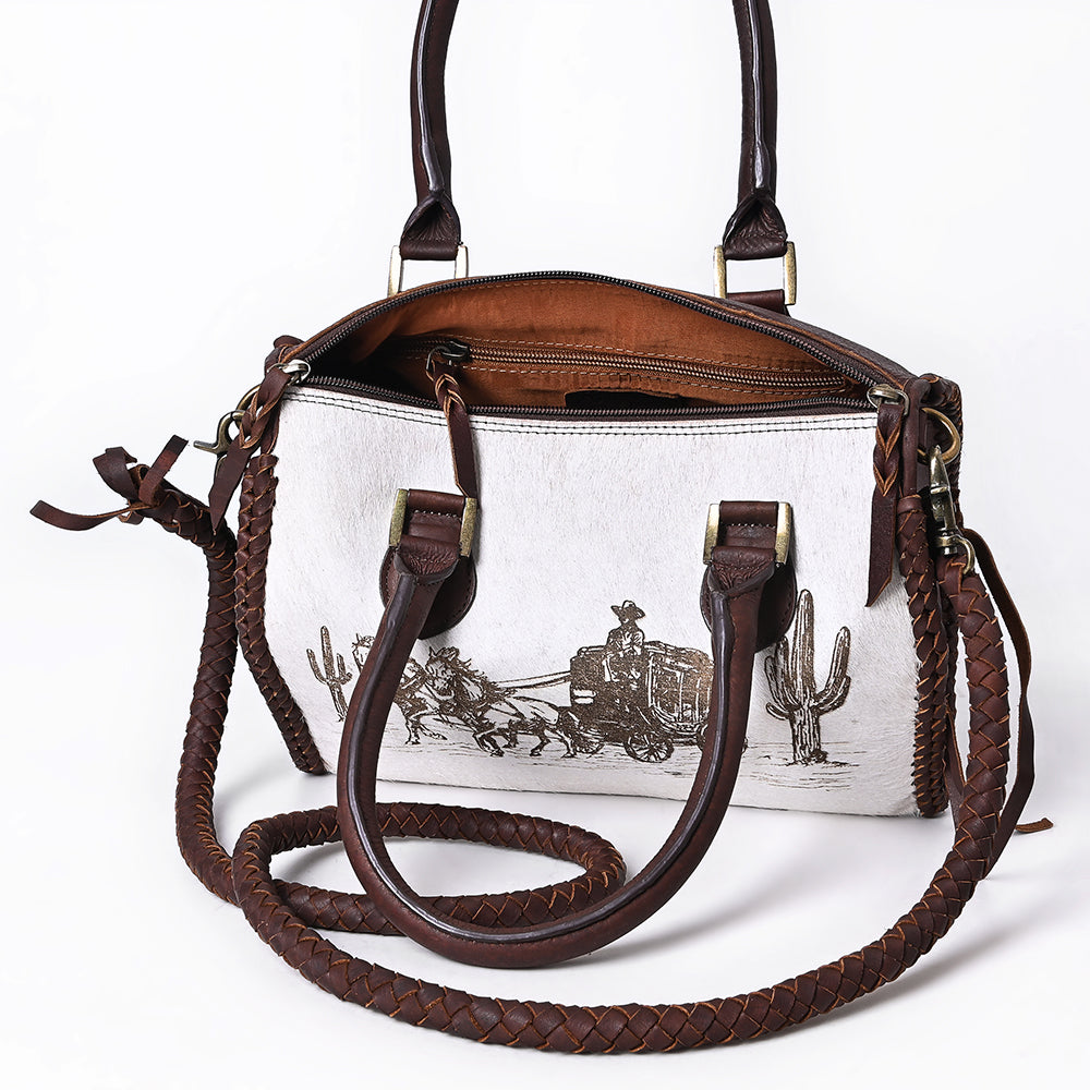 American Darling Tote Hand Tooled Hair-On Genuine Leather