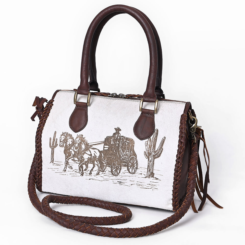 American Darling Tote Hand Tooled Hair-On Genuine Leather