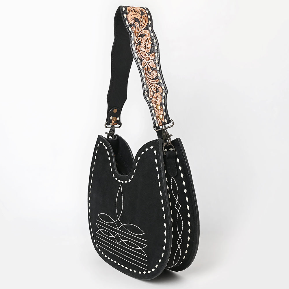 American Darling Hobo Suede Hand Tooled Genuine Leather