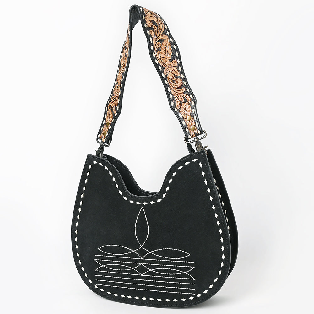 American Darling Hobo Suede Hand Tooled Genuine Leather
