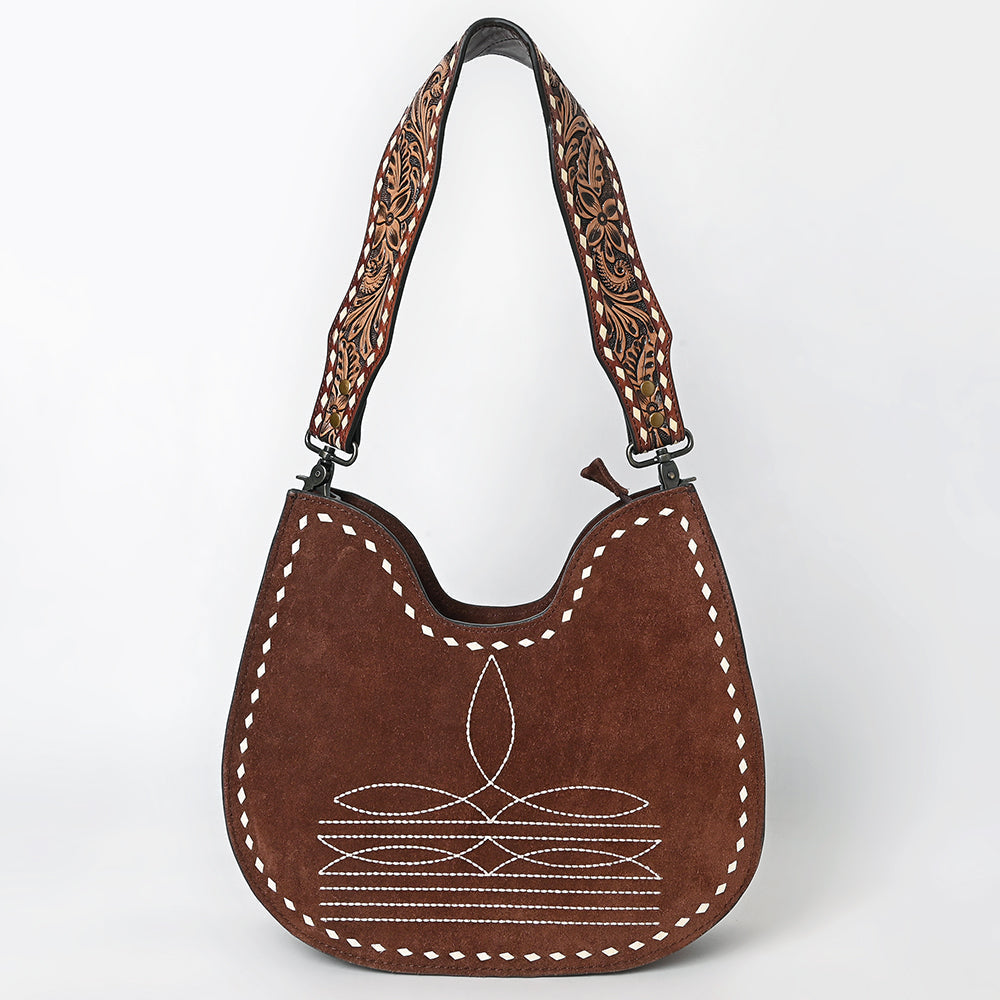 American Darling Hobo Suede Hand Tooled Genuine Leather