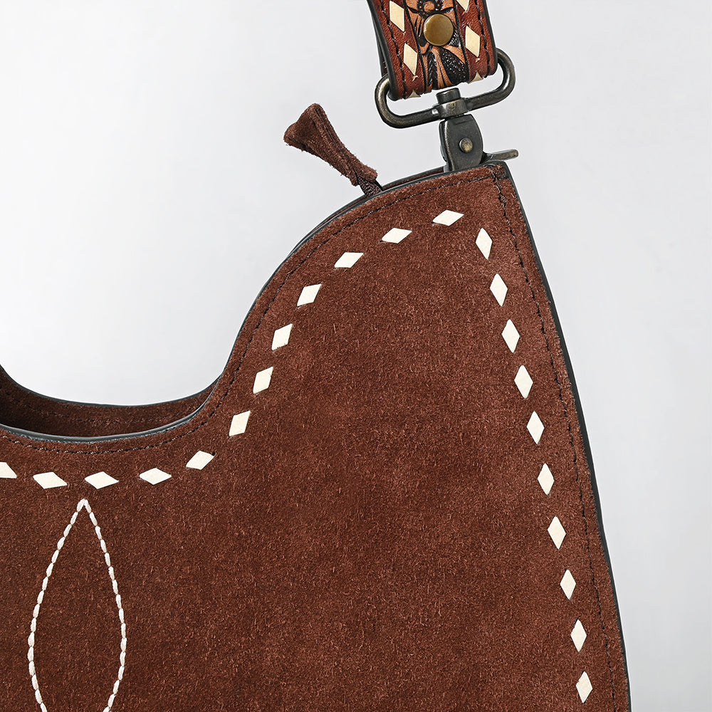 American Darling Hobo Suede Hand Tooled Genuine Leather