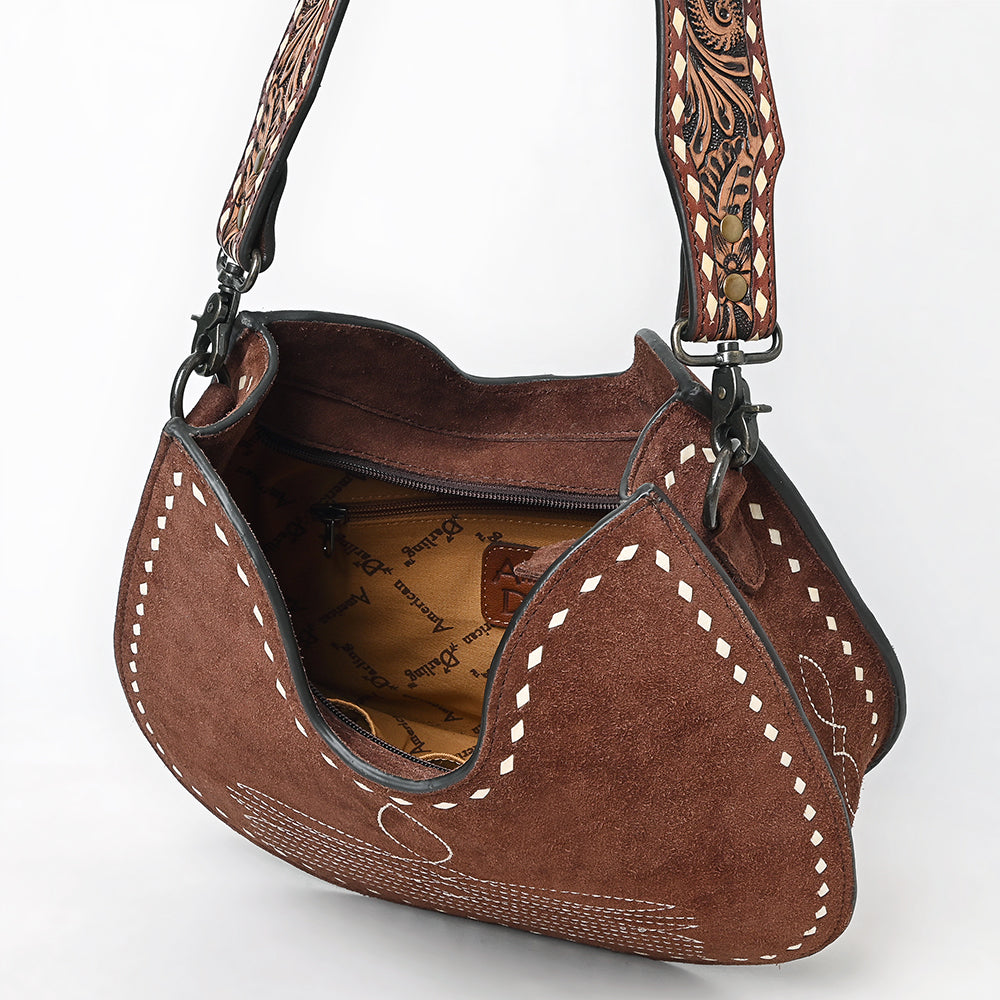 American Darling Hobo Suede Hand Tooled Genuine Leather
