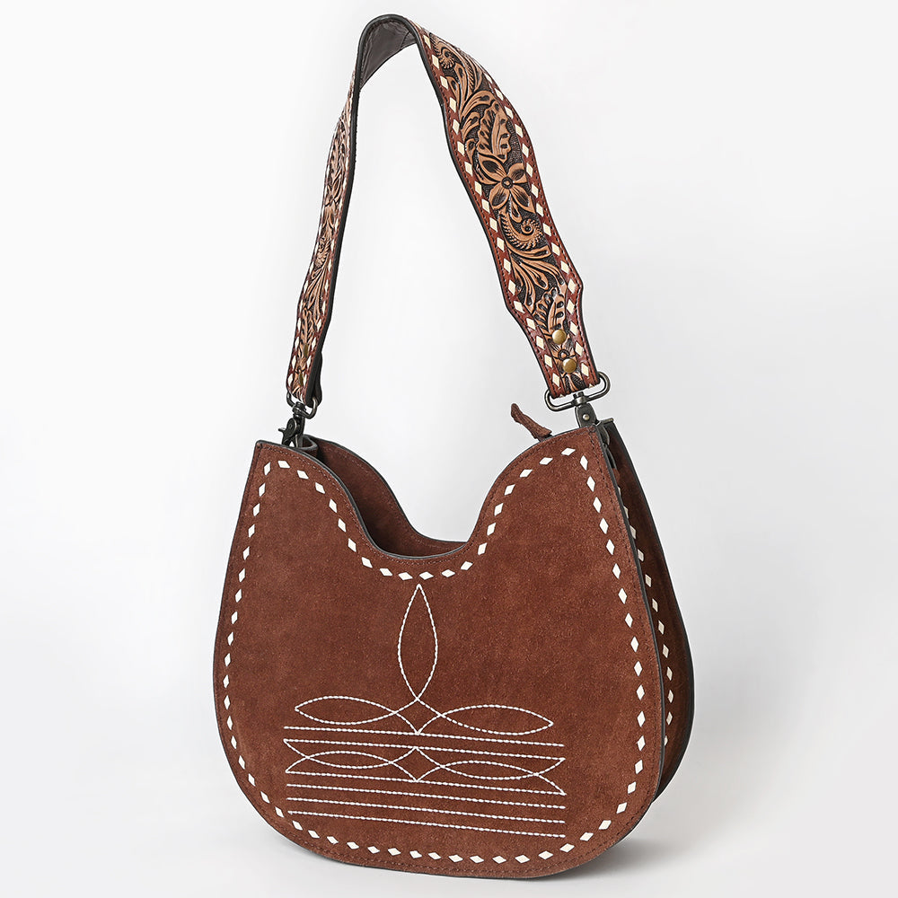 American Darling Hobo Suede Hand Tooled Genuine Leather