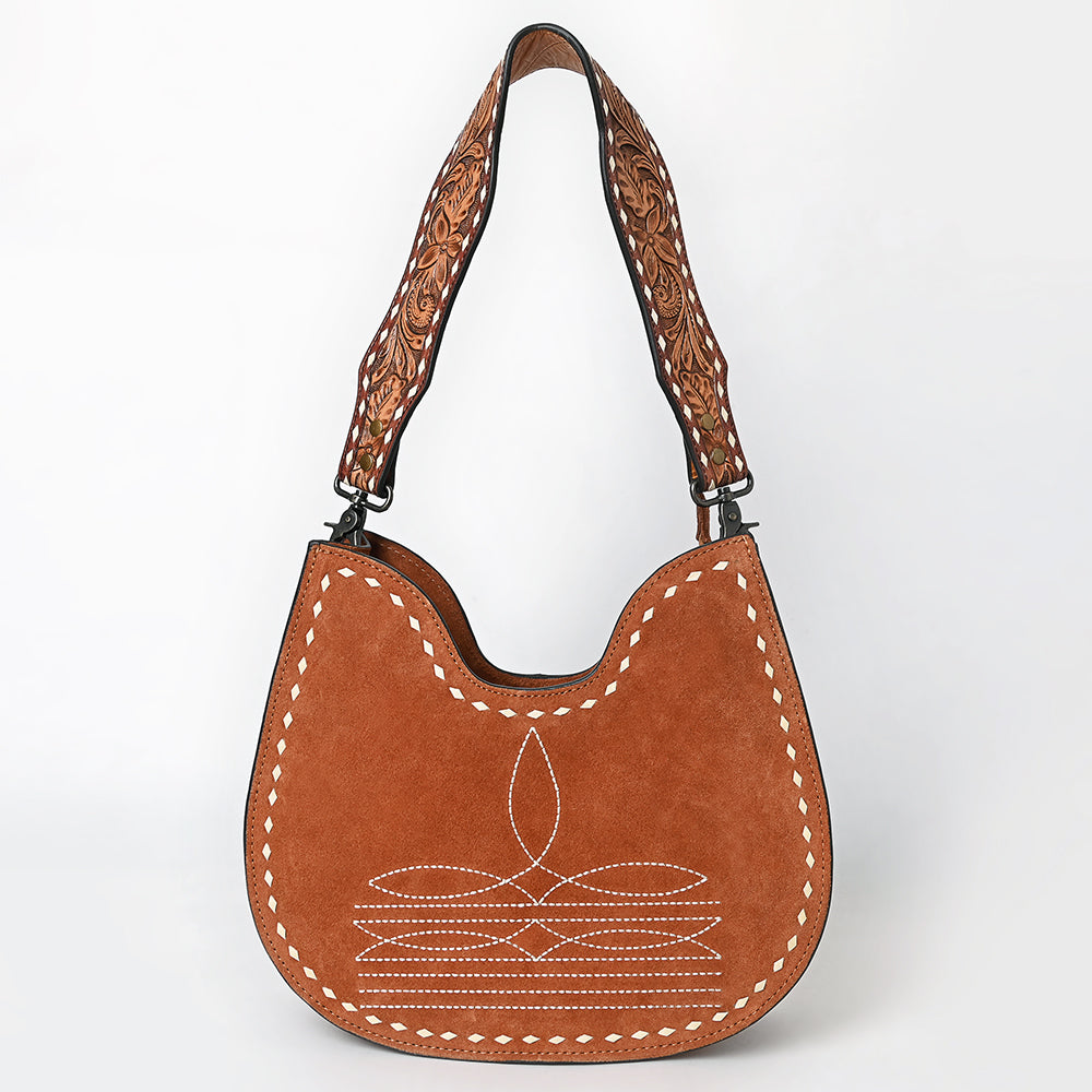 American Darling Hobo Suede Hand Tooled Genuine Leather