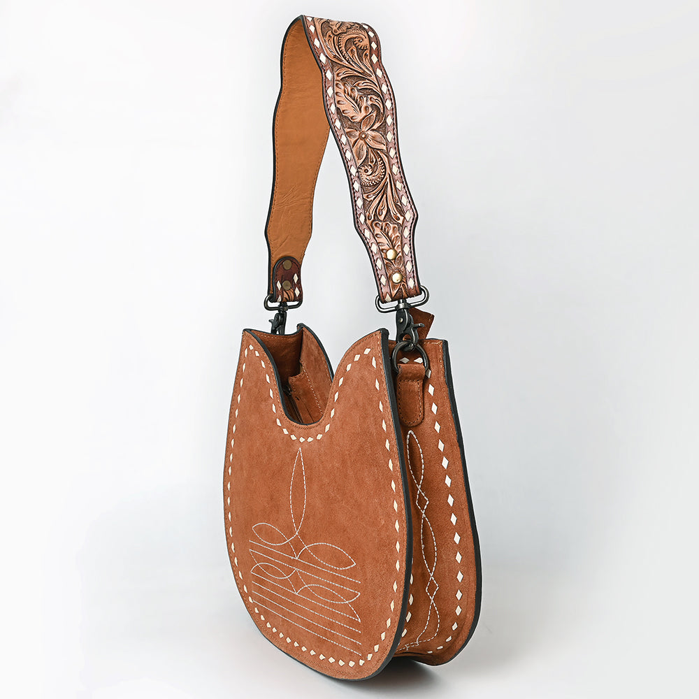 American Darling Hobo Suede Hand Tooled Genuine Leather