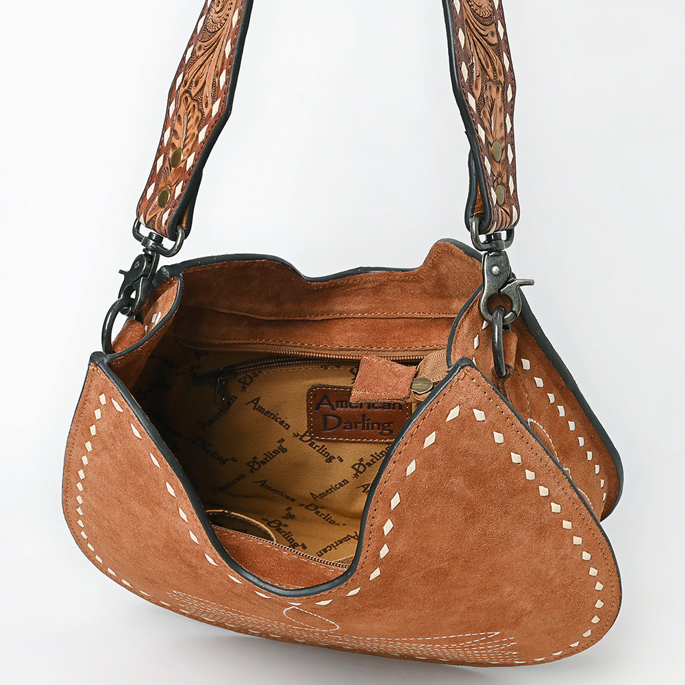 American Darling Hobo Suede Hand Tooled Genuine Leather