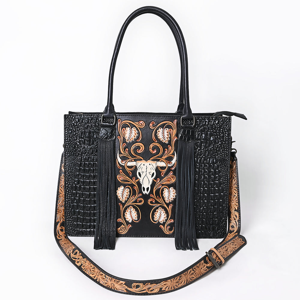 American Darling Tote Hand Tooled Saddle Blanket Genuine Leather
