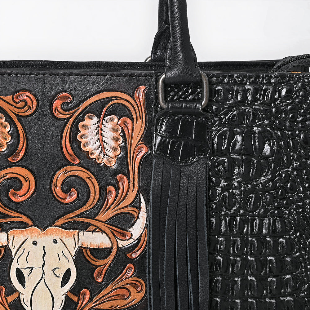 American Darling Tote Hand Tooled Saddle Blanket Genuine Leather