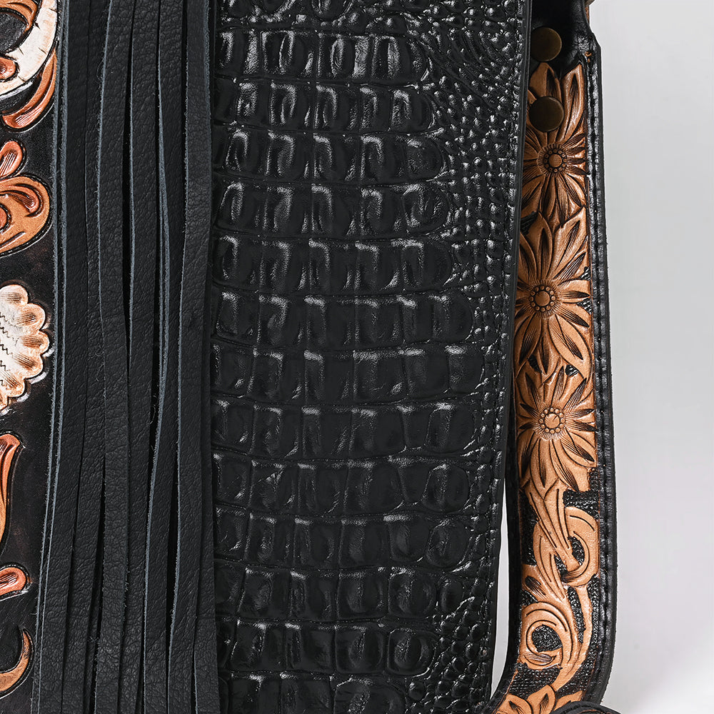 American Darling Tote Hand Tooled Saddle Blanket Genuine Leather