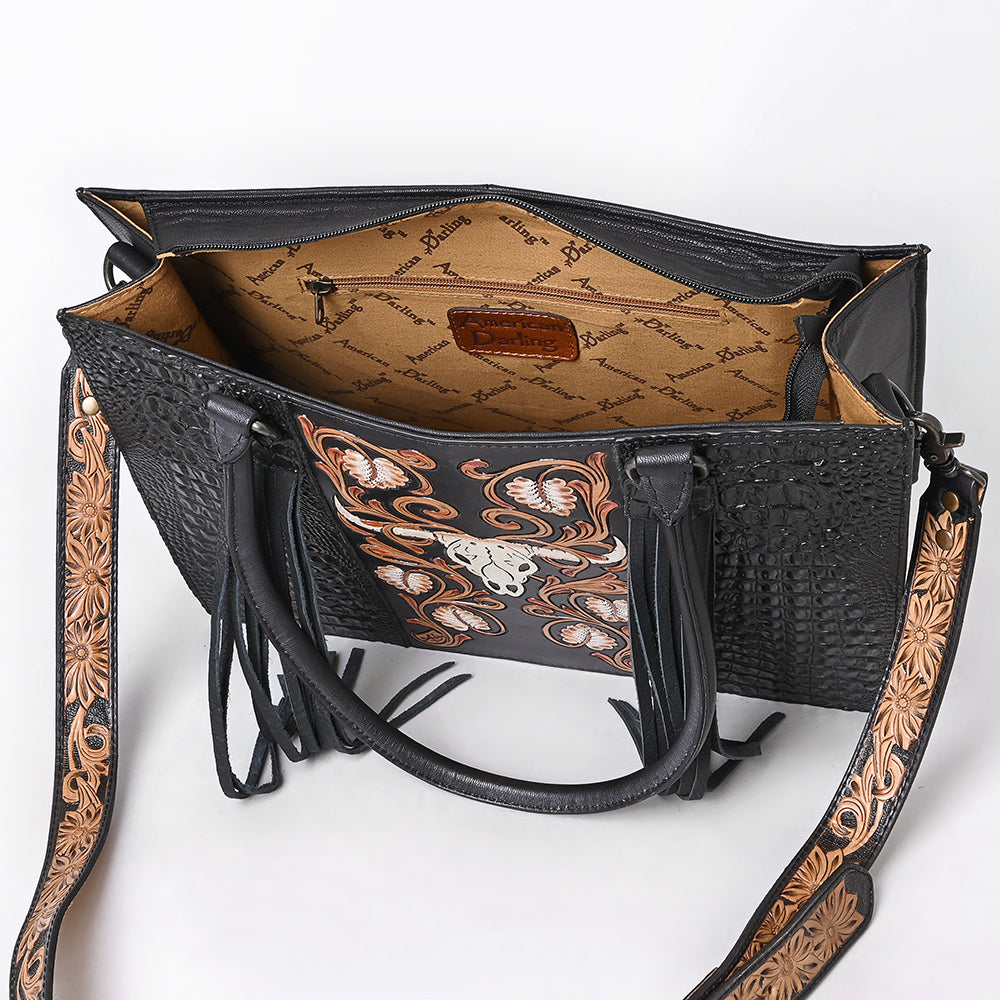 American Darling Tote Hand Tooled Saddle Blanket Genuine Leather