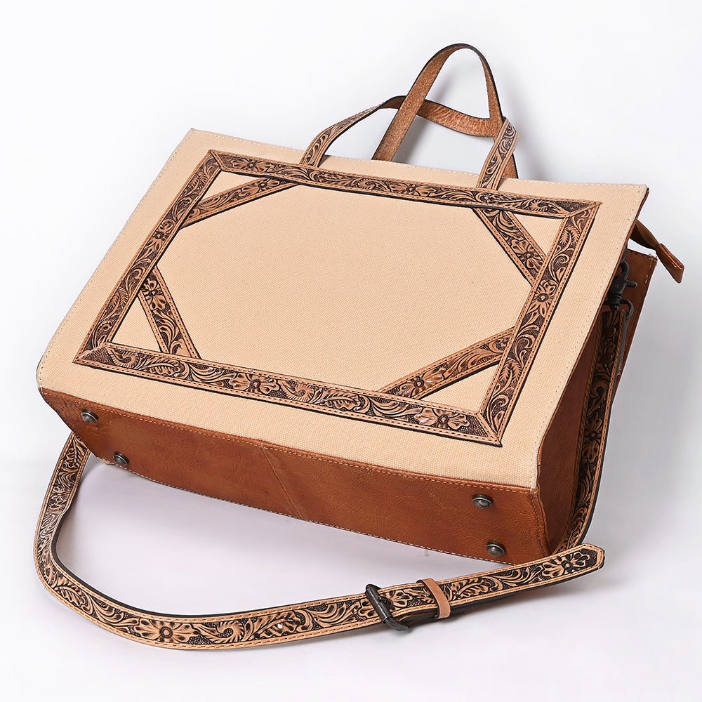 American Darling Tote Hand Tooled Saddle Blanket Genuine Leather