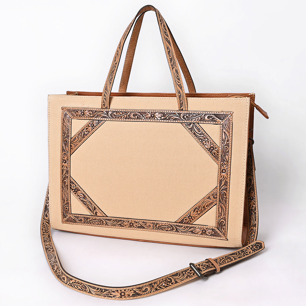 American Darling Tote Hand Tooled Saddle Blanket Genuine Leather