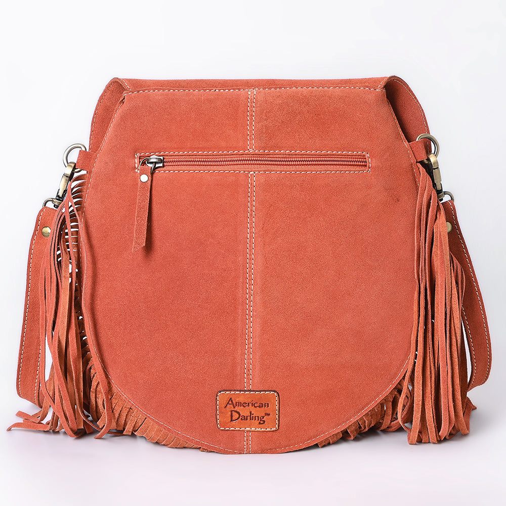 American Darling Boot Stitched Genuine Suede Leather Messenger Bag Genuine Western Fringe Crossbody Purse with YKK Zipper