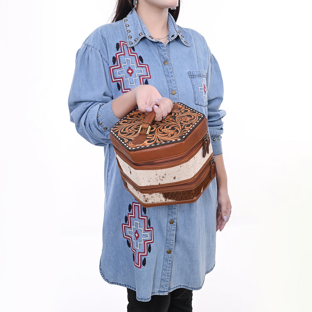 American Darling Jewelry Case Hand Tooled Genuine Leather