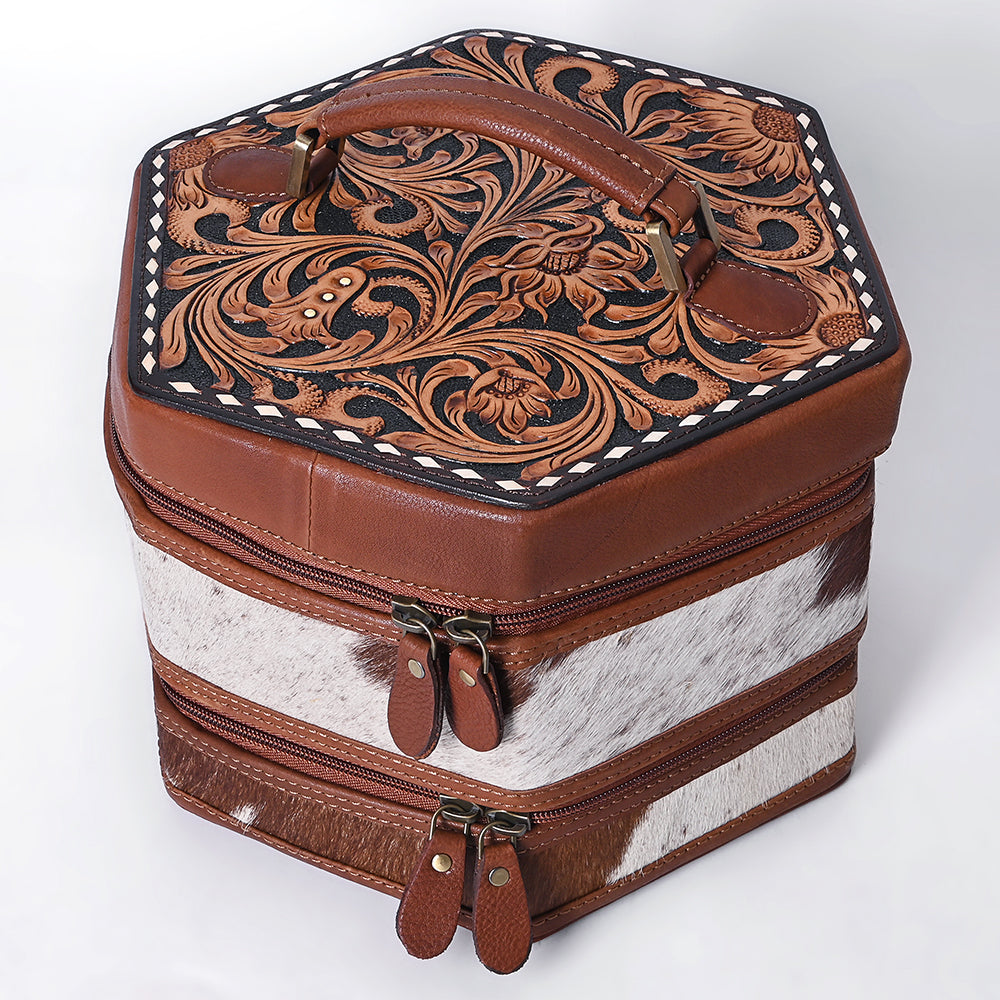 American Darling Jewelry Case Hand Tooled Genuine Leather