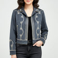 American Darling Women’s Fabric Shirt Jacket Dress – Embroidered Western Crop Jacket, Casual Button-Front Top